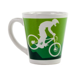 Hrnček latte cyklo Downhillers zelený