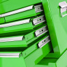 Zielona szafka na narzędzia na kółkach BikeTek z górną skrzynią