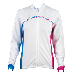 Damska koszulka rowerowa z długim rękawem Eigo Ribbon w kolorze białym / cyjanowym / magenta