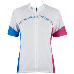 Damska koszulka rowerowa z krótkim rękawem Eigo Ribbon w kolorze białym/turkusowym/purpurowym