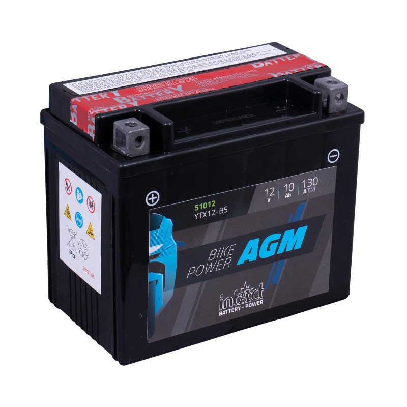 intAct YTX12-BS Maintenance Free AGM Bike-Power Battery