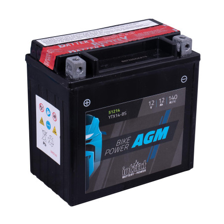 intAct YTX14-BS Maintenance Free AGM Bike-Power Battery
