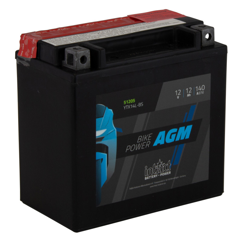 intAct YTX14L-BS Maintenance Free AGM Bike-Power Battery