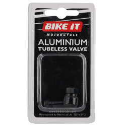 Bike It Aluminium 90° Tubeless Valve 8.3mm (Black - 1 Piece)