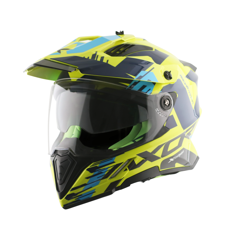 Kask enduro Axor X-Cross X2 Adventure - niebiesko-żółty