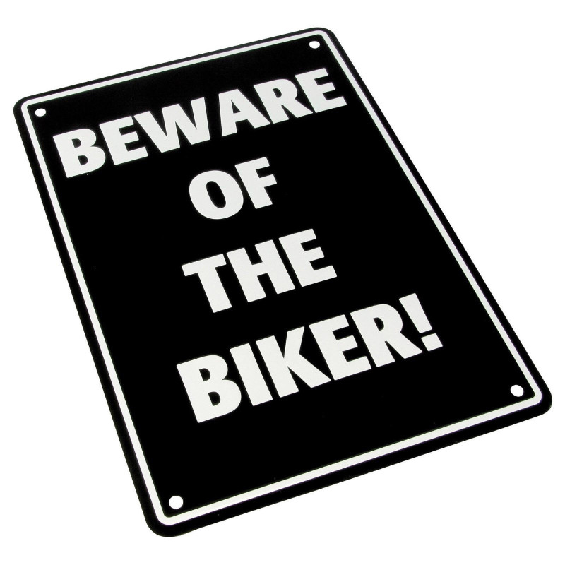 Tabulka- parkovací cedule- BEWARE OF THE BIKER