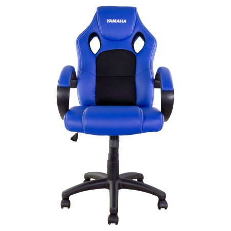 Niebieskie krzesło dla motocyklistów YAMAHA z czarnymi panelami
