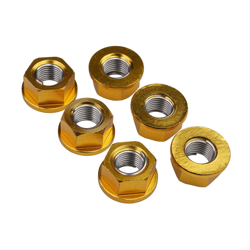 Bike je Rear Sprocket Nut Kit 12mm Gold (6ks)