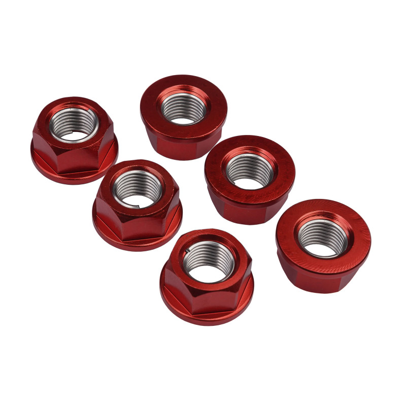 Bike je Rear Sprocket Nut Kit 12mm Red (6ks)