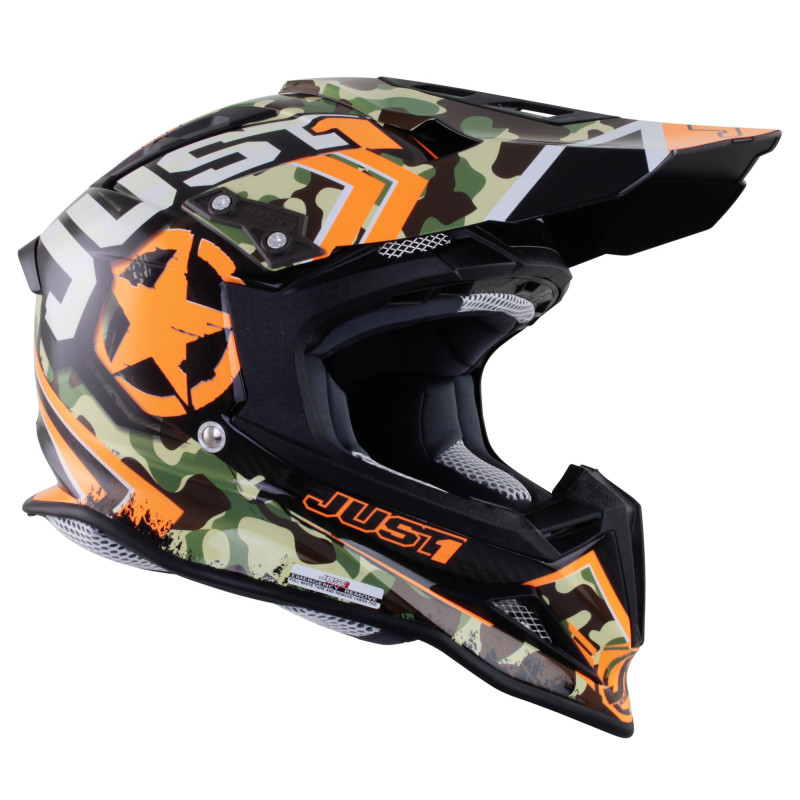 Kask MX Just 1 J12 Carbon Kombat pomarańczowy